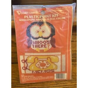 VTG Vogart Crafts Unique Plastic Point Kit 2013K Owl Whos There Cross Stitch NOS